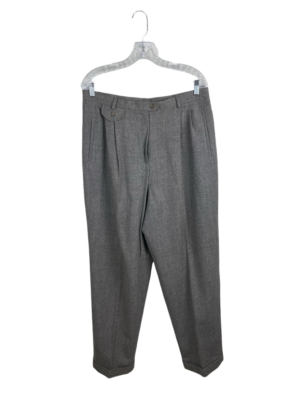 Vintage Lauren Ralph Lauren Wool Pleated Cuffed Trousers Size 16 Dark Academia